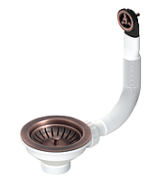 Сифон для кухонної мийки. Зливний клапан LbPlast D670-70-COP для кухонної мийки