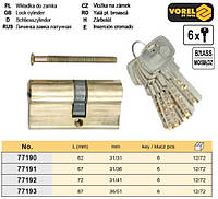 Сердцевина замка латунь l=62 мм 31/31 мм 6 ключей VOREL-77190