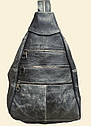 Рюкзак сумка шкіряний сірий місткий (Туреччина), фото 2