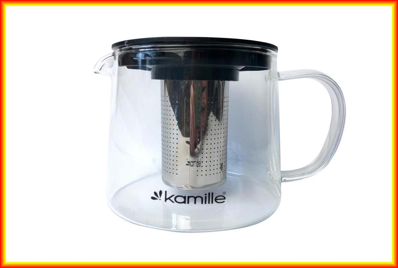 Чайник скляний Kamille 1500мл вогнетривкий із заварником. Дизайн інтер'єру.