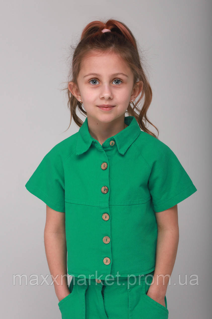 Костюм для девочки (рубашка+шорты) Cemix 4222-2 140 см Зеленый (2000989429142) ZR, код: 8209027 - фото 2 - id-p2116667609