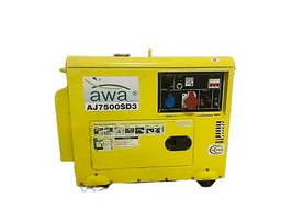 Дизельний промисловий генератор 7.5 кВт двигун AWA AJ7500SD3 монофаза 50Гц