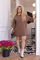 Жіноча довга футболка сукня-футболка оверсайз великого розміру БАТАЛ 50-58 тринитка петля 70% бавовна
