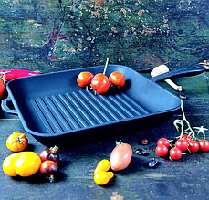 Сковорода чавунна гриль Maysternya квадратна з металевою ручкою. 280-280-40MRgrillУк