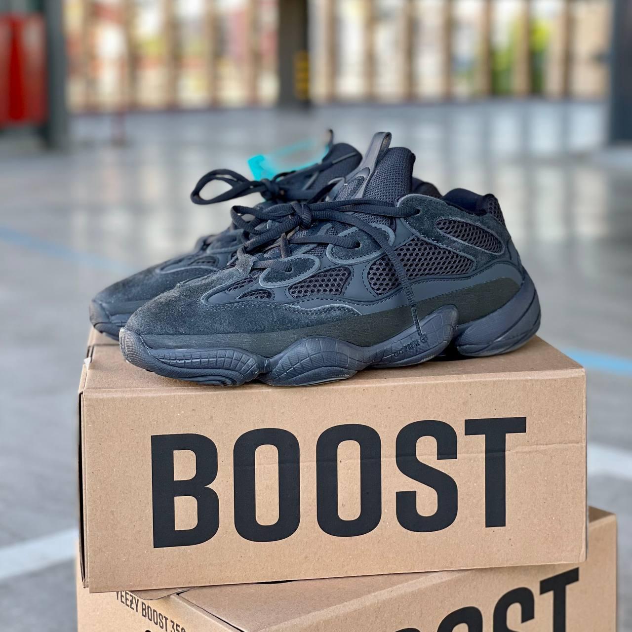 Чоловічі кросівки Adidas YEEZY Boost 500 Black Адідас Ізі буст чорні замшеві весна осінь