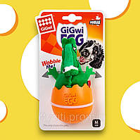 Игрушка для щенков Крокодил-неваляшка с пищалкой GiGwi EGG, текстиль, резина, 14 см