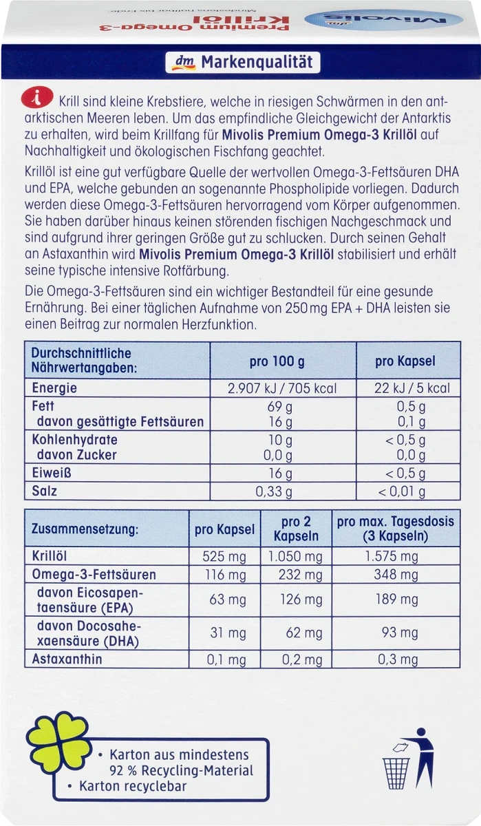 Биологически активная добавка Mivolis Premium Omega-3 Krillöl, 60 шт. - фото 3 - id-p2116686200