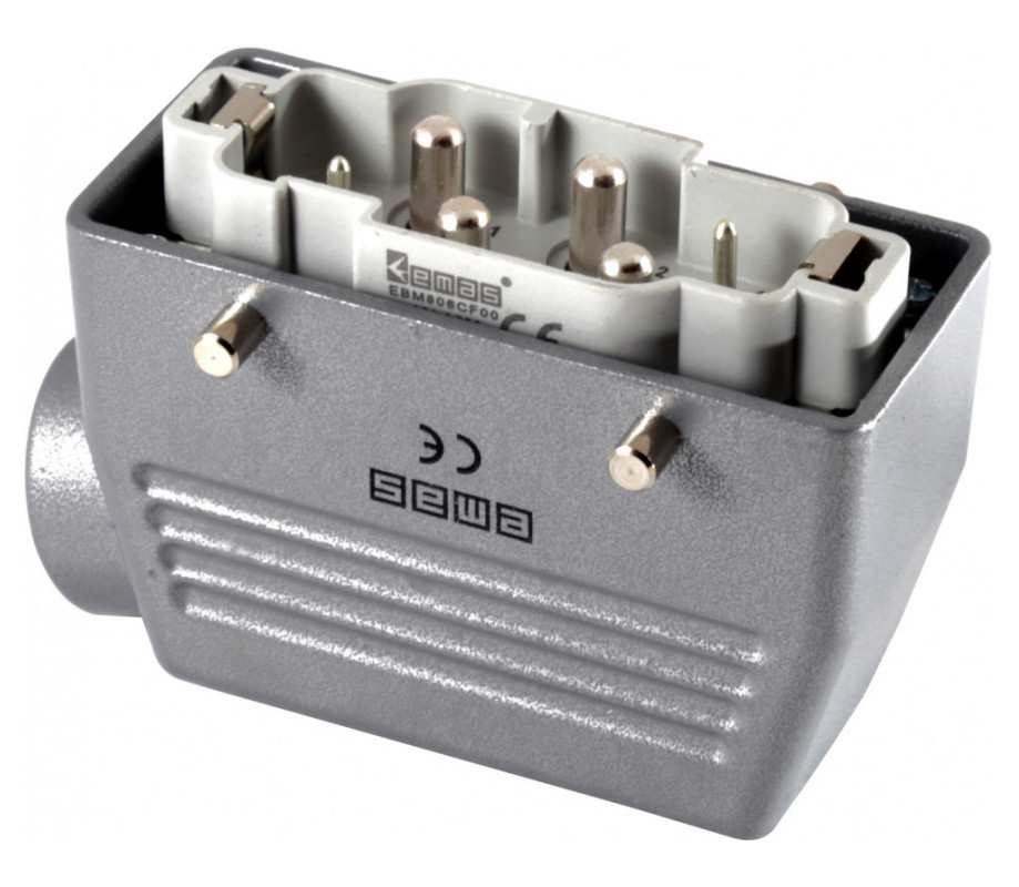 Вилка в корпусі, бічне введення (6 контактів) 4×80А + 2×16А, фото 1