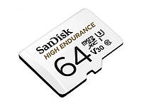 MicroSDXC (UHS-1 U3) SanDisk High Endurance 64Gb class 10 V30 (100Mb/s) (adapterSD) (SDSQQNR-064G-GN6IA)