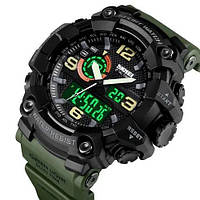 Часы наручные мужские SKMEI 1520AG ARMY GREEN, военные мужские наручные часы зеленые. MW-447 Цвет: зеленый tis