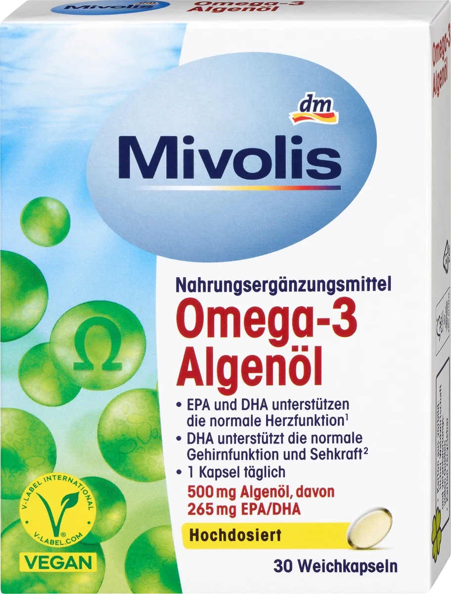 Биологически активная добавка с маслом водорослей Mivolis Omega-3 Algenöl, 30 шт. - фото 1 - id-p2116700570