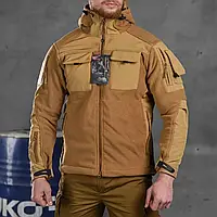 Мужская флисовая Куртка со вставками Softshell койот, флиска кофта coyote brdg