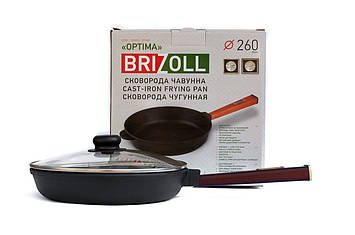 Сковорода чавунна з кришкою Optima-Bordo 260 х 40 мм Brizoll, фото 1