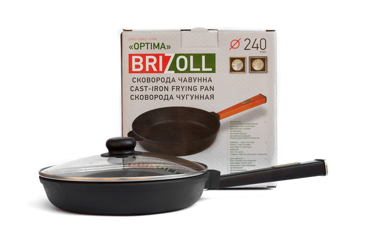 Сковорода чавунна з кришкою Optima-Black 240 х 40 мм Brizoll
