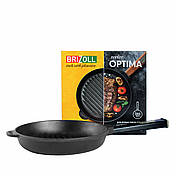 Чавунна сковорода гриль Optima-Black 280 х 50 мм Brizoll, фото 3
