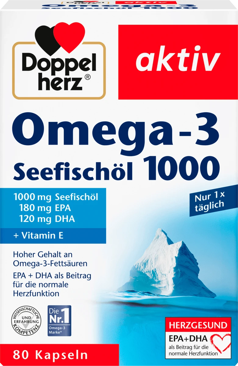 Біологічно активна добавка Doppelherz aktiv Omega-3 Seefischöl 1000, 80 шт.