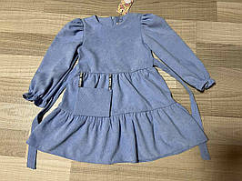 Плаття дитяче кльош із пояском за спину мікровельвет для дівчинки 4-6 років, колір уточнюйте під час замовлення