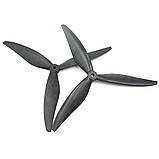 Пропелери для квадрокоптера на 3 лопаті GemFan 8040-3 армовані карбоном 1CCW+1CW propeller black, фото 6