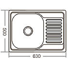 Мийка для кухні із нержавіючої сталі прямокутна ZERIX 630x500x180мм мікротекстура 0.8мм 63183 ZM0564, фото 2