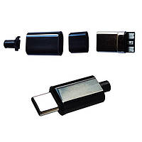 Вилка USB Type-C 3pin в корпусе на каб. черн. CN-01-04A