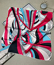 Шовкова хустка Леа абстракція 90*90 см червоний ручна обробка краю