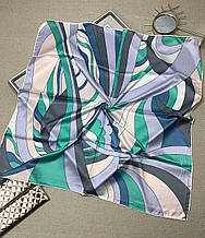 Шовкова хустка Леа абстракція 90*90 см сірий ручна обробка краю