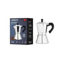 Гейзерна кавоварка Ardesto Gemini Piemonte, 0.45 л, 9 чашок, алюміній (AR0809AI)