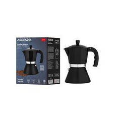 Гейзерна кавоварка Ardesto Gemini Trento, 0.3 л, 6 чашок, алюміній, чорний (AR0806AIB)