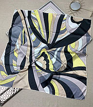 Шовкова хустка Леа абстракція 90*90 см графит ручна обробка краю