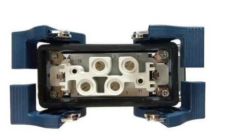 Розетка в корпусі, 4-роликовим фіксатором / монтаж на перегородці, нижнє введення (6 контактів, 4×80А + 2×16А), фото 1