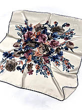 Шовкова хустка Леа букет  90*90 см ручна обробка краю 13