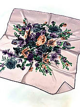 Шовкова хустка Леа букет  90*90 см ручна обробка краю 15