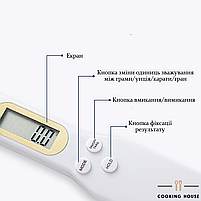 Електронна мірна ложка Cooking House, цифрова мірна ложка-ваги Cooking House, біла, фото 3