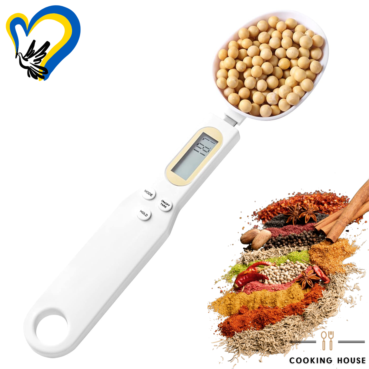 Електронна мірна ложка Cooking House, цифрова мірна ложка-ваги Cooking House, біла