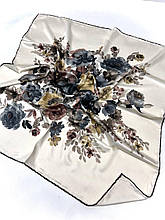 Шовкова хустка Леа букет  90*90 см ручна обробка краю 16