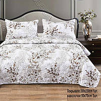 Покривало з наволочками. Стьобана літня ковдра. Сатин. Розмір Євро