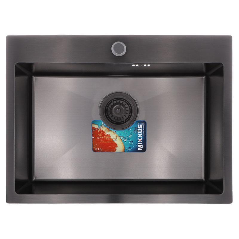 Мийка для кухні MIXXUS з нержавіючої сталі 600x450мм прямокутна 1мм чорна MX0587, фото 1