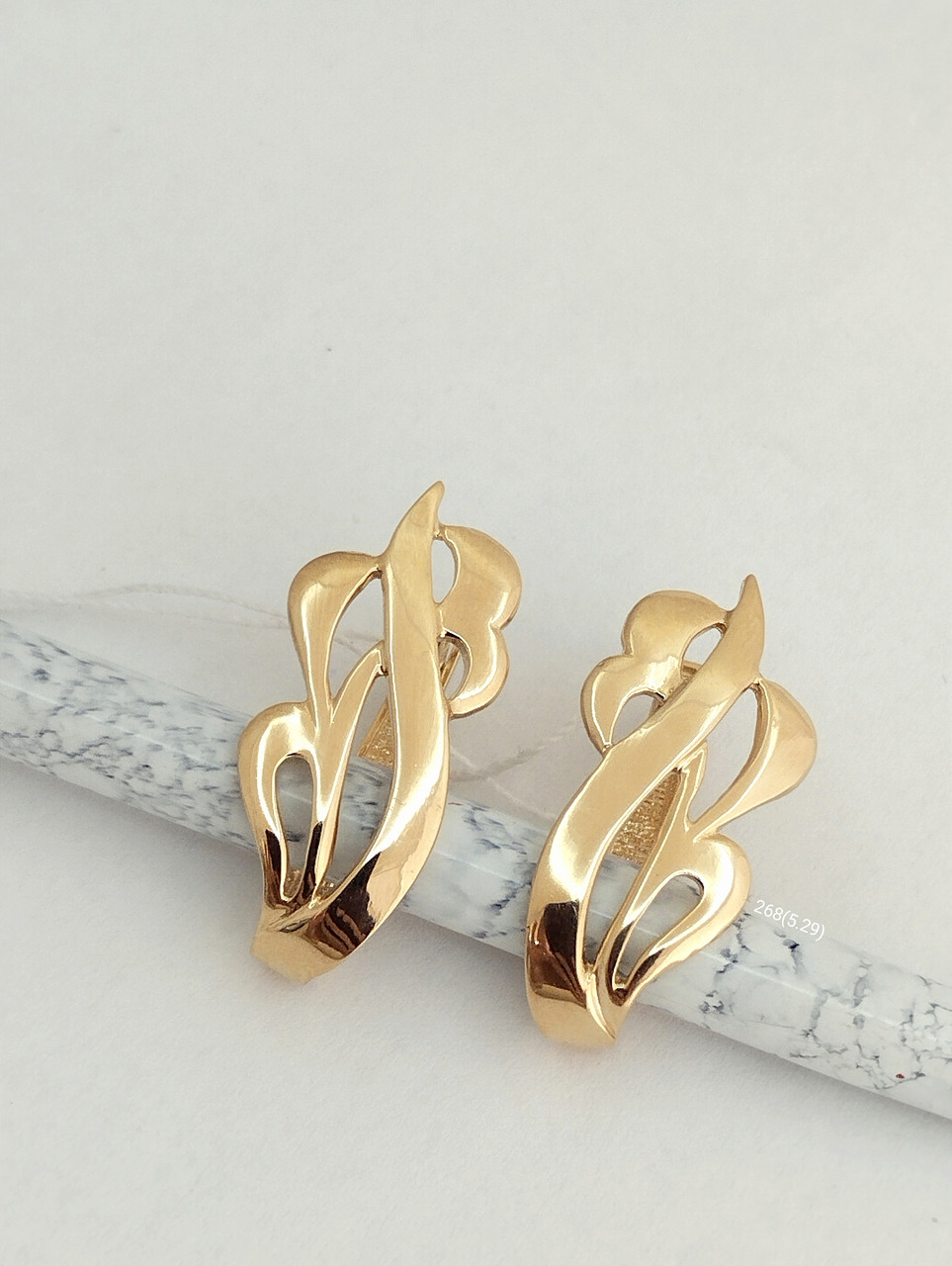 Золоті сережки без вставок Ukr-gold