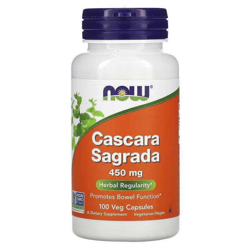 Каскара NOW Cascara Sagrada 450 mg 100 Veg Capsules