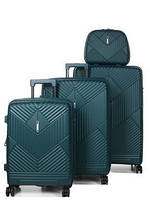 Набор из 4 х чемоданов Франция полипропилен с расширением ( L M S+BC) зелёный | Airtex 639
