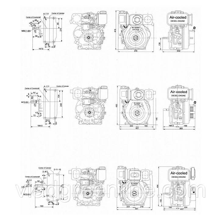 Двигатель дизельный Weima WM186FBE (вал под шлицы) 9.5 л.с., эл.старт. (для мотоблока WM1100ВЕ) - фото 5 - id-p743445701