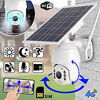 Уличная поворотная Wi-Fi камера видеонаблюдения с солнечной батареей PTZ FC6 4G Sim HLS
