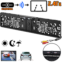 Камера заднего вида в рамке автомобильного номера Wireless Cam Frame беспроводная, ИК подсветка HLS