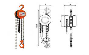Таль ручна ланцюгова шестеренних HSZ-0.5, 0.5 т/3000мм
