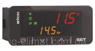 EV3K01XOCT світлодіодний дисплей EVCO серії Vled 3, чорний, врізний монтаж у двері щита