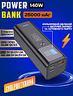 Мощны аккумулятор power bank Hoco 140W 25000mah |1USB/2Type-C, QC/PD3.1 для ноутбука, телефона HLS