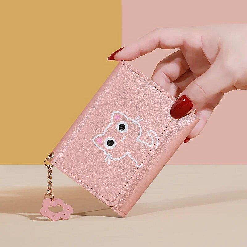 Рожевий, красивий жіночий гаманець із котиком. Дитяче портмоне. Гаманець для дівчинки. Котики, кішки, коти