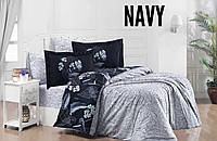 Постельное белье ранфорс Deluxe First Choice Navy евро размер