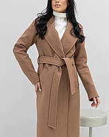Трендовое длинное демисезонное женское пальто с поясом Мадрид Розміри 40-54