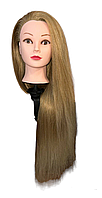 Навчальна манекен голова з довгим волоссям 75 см Балванка для перукаря навчальна